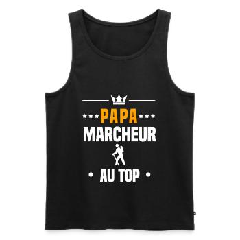 papa marcheur au top cadeau papa marche à pied - Débardeur bio Premium Homme - noir - Devant - Michal (187cm)