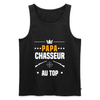 papa chasseur fusil au top cadeau papa chasse - Débardeur bio Premium Homme - noir - Devant - Michal (187cm)