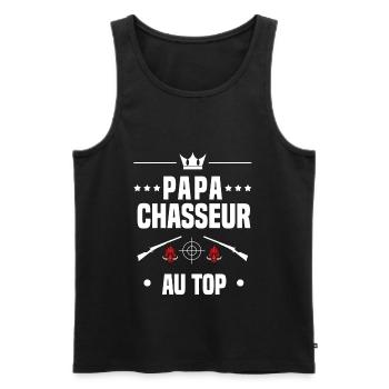 papa chasseur sanglier au top cadeau papa chasse - Débardeur bio Premium Homme - noir - Devant - Michal (187cm)