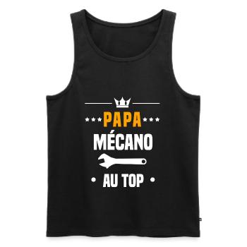 papa mécano au top cadeau papa mécanicien - Débardeur bio Premium Homme - noir - Devant - AI Model Male 178 light (178cm)