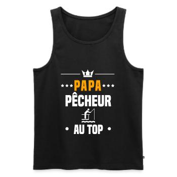 papa pêcheur canne au top cadeau papa pêche - Débardeur bio Premium Homme - noir - Devant - Michal (187cm)