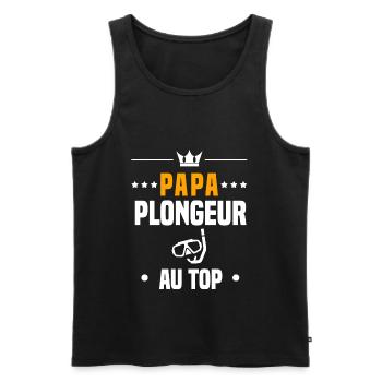 papa plongeur tuba au top cadeau papa plongée - Débardeur bio Premium Homme - noir - Devant - Michal (187cm)
