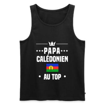 papa Calédonien au top drapeau nouvelle-calédonie - Débardeur bio Premium Homme - noir - Devant - Michal (187cm)
