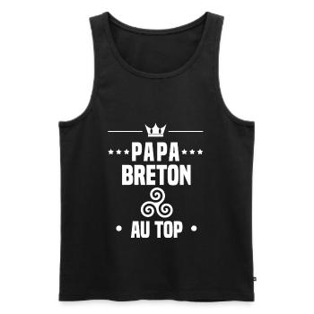 papa breton triskele homme au top papa bretagne - Débardeur bio Premium Homme - noir - Devant - AI Model Male 178 light (178cm)
