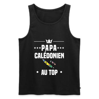 papa Calédonien au top papa nouvelle-calédonie - Débardeur bio Premium Homme - noir - Devant - Michal (187cm)