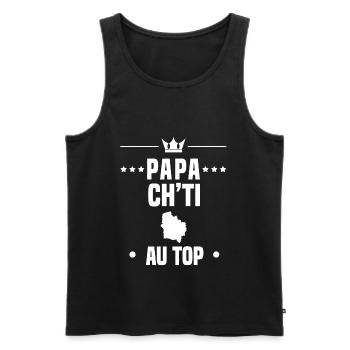 papa ch'ti au top papa nord - Débardeur bio Premium Homme - noir - Devant - Michal (187cm)