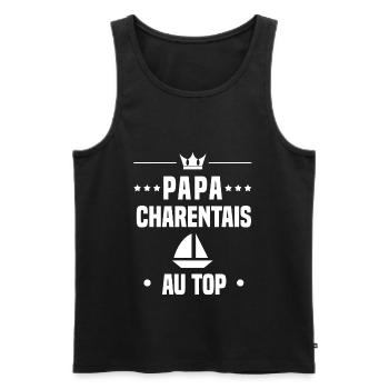 papa charentais homme bateau au top papa charente - Débardeur bio Premium Homme - noir - Devant - Michal (187cm)