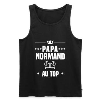 papa normand casque viking au top papa normandie - Débardeur bio Premium Homme - noir - Devant - Michal (187cm)