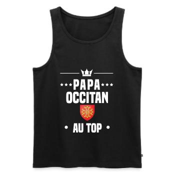 papa occitan homme drapeau au top papa occitanie - Débardeur bio Premium Homme - noir - Devant - AI Model Male 178 light (178cm)