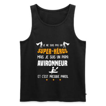 papa avironneur super héros père aviron - Débardeur bio Premium Homme - noir - Devant - Michal (187cm)
