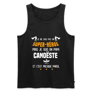 papa canoëiste super héros père canoë - Débardeur bio Premium Homme - noir - Devant - Michal (187cm)