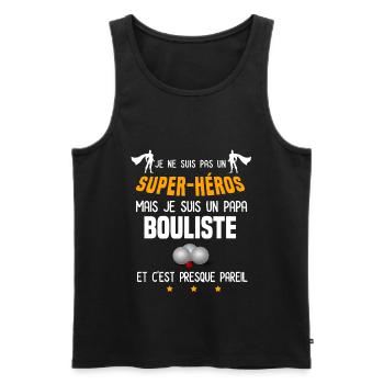 papa bouliste super héros père pétanque - Débardeur bio Premium Homme - noir - Devant - Michal (187cm)