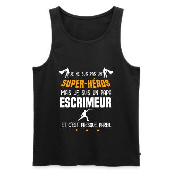 papa escrimeur super héros père escrime - Débardeur bio Premium Homme - noir - Devant - Michal (187cm)