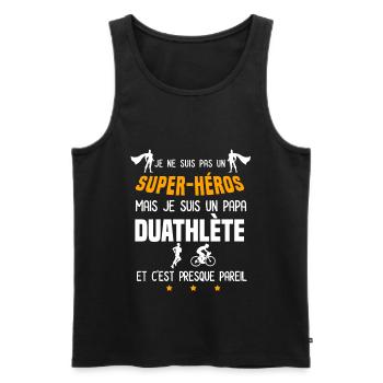 papa duathlète super héros père duathlon - Débardeur bio Premium Homme - noir - Devant - Michal (187cm)