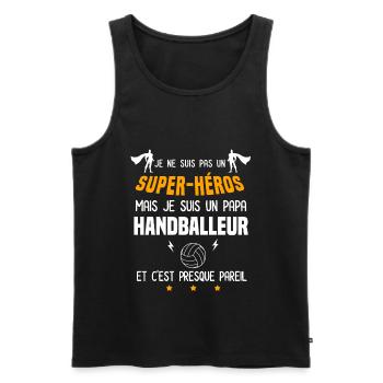 papa handballeur super héros père handball - Débardeur bio Premium Homme - noir - Devant - Michal (187cm)