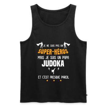 papa judoka super héros père judo - Débardeur bio Premium Homme - noir - Devant - Michal (187cm)