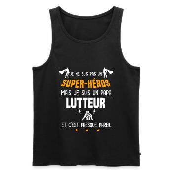 papa lutteur super héros père lutte - Débardeur bio Premium Homme - noir - Devant - Michal (187cm)