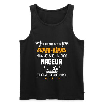 papa nageur super héros père natation - Débardeur bio Premium Homme - noir - Devant - Michal (187cm)
