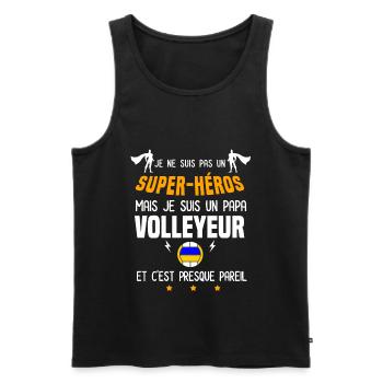 papa volleyeur super héros père volleyball - Débardeur bio Premium Homme - noir - Devant - Michal (187cm)