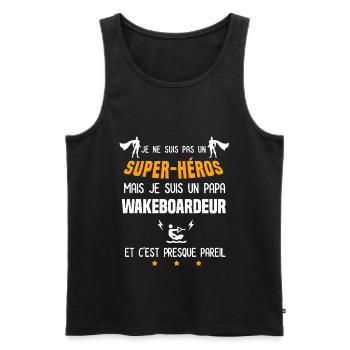papa wakeboardeur super héros père wakeboard - Débardeur bio Premium Homme - noir - Devant - Michal (187cm)
