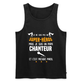 papa chanteur super héros papa chasse - Débardeur bio Premium Homme - noir - Devant - AI Model Male 178 light (178cm)