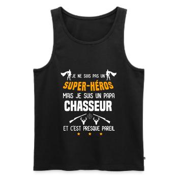 papa chasseur chevreuil super héros papa chasse - Débardeur bio Premium Homme - noir - Devant - Michal (187cm)
