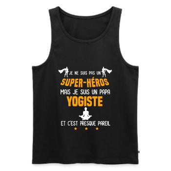 papa yogiste super héros papa voyage - Débardeur bio Premium Homme - noir - Devant - Michal (187cm)