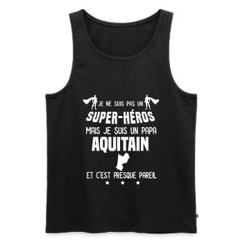 papa aquitain région super héros papa aquitaine - Débardeur bio Premium Homme - noir - Devant - Michal (187cm)