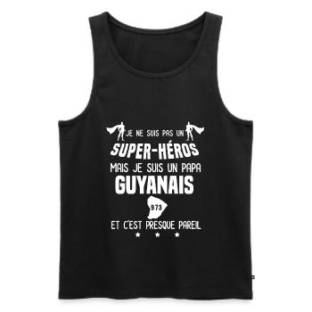 papa guyanais 973 super héros papa guyane - Débardeur bio Premium Homme - noir - Devant - Michal (187cm)