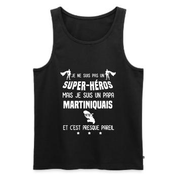papa martiniquais 972 super héros papa martinique - Débardeur bio Premium Homme - noir - Devant - Michal (187cm)
