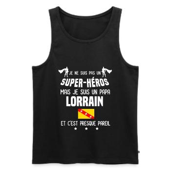 papa lorrain drapeau super héros papa lorraine - Débardeur bio Premium Homme - noir - Devant - Michal (187cm)
