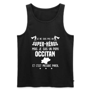 papa occitan région super héros papa occitanie - Débardeur bio Premium Homme - noir - Devant - AI Model Male 178 light (178cm)