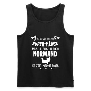 papa normand région super héros papa normandie - Débardeur bio Premium Homme - noir - Devant - Michal (187cm)