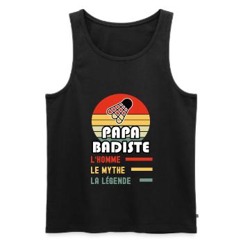 papa badiste homme mythe légende vintage badminton - Débardeur bio Premium Homme - noir - Devant - Michal (187cm)