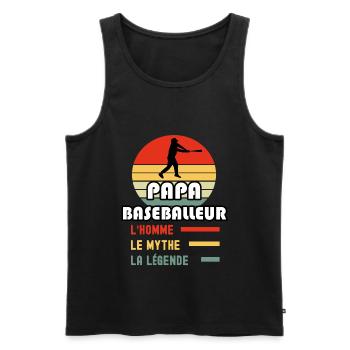 papa baseballeur homme mythe légende baseball - Débardeur bio Premium Homme - noir - Devant - AI Model Male 178 light (178cm)