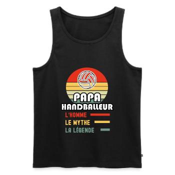papa handballeur homme mythe légende handball - Débardeur bio Premium Homme - noir - Devant - Michal (187cm)