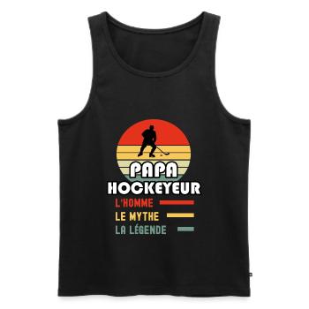 papa hockeyeur homme mythe légende vintage hockey - Débardeur bio Premium Homme - noir - Devant - Michal (187cm)