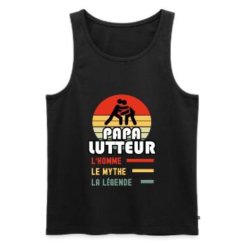 papa lutteur homme mythe légende vintage lutte - Débardeur bio Premium Homme - noir - Devant - Michal (187cm)