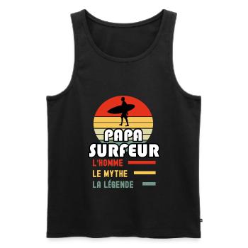 papa surfeur homme mythe légende vintage surf - Débardeur bio Premium Homme - noir - Devant - Michal (187cm)
