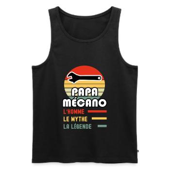 papa mécano homme mythe légende papa mécanique - Débardeur bio Premium Homme - noir - Devant - AI Model Male 178 light (178cm)