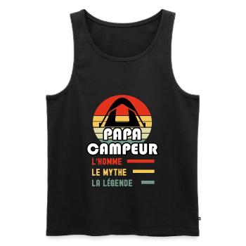 papa campeur homme mythe légende papa camping - Débardeur bio Premium Homme - noir - Devant - Michal (187cm)