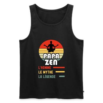 papa zen homme mythe légende papa zen - Débardeur bio Premium Homme - noir - Devant - Michal (187cm)