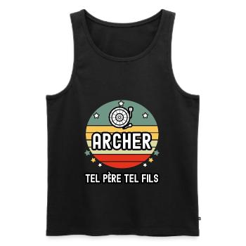 tel père tel fils cadeau papa archer tir - Débardeur bio Premium Homme - noir - Devant - Michal (187cm)