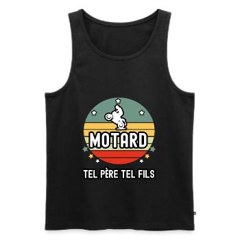 tel père tel fils papa motard homme moto cadeau - Débardeur bio Premium Homme - noir - Devant - Michal (187cm)