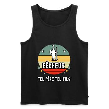 tel père tel fils papa pêcheur pêche pêche cadeau - Débardeur bio Premium Homme - noir - Devant - Michal (187cm)