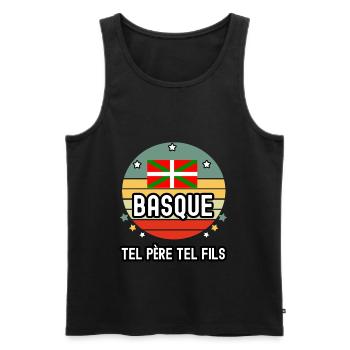 tel père tel fils papa basque drapeau pays basque - Débardeur bio Premium Homme - noir - Devant - Michal (187cm)