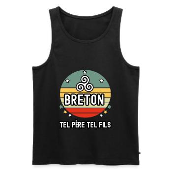 tel père tel fils papa breton triskele bretagne - Débardeur bio Premium Homme - noir - Devant - AI Model Male 178 light (178cm)