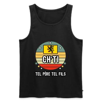 tel père tel fils papa ch'ti drapeau nord - Débardeur bio Premium Homme - noir - Devant - Michal (187cm)