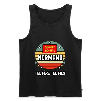 tel père tel fils papa normand drapeau normandie - Débardeur bio Premium Homme - noir - Devant - Michal (187cm)