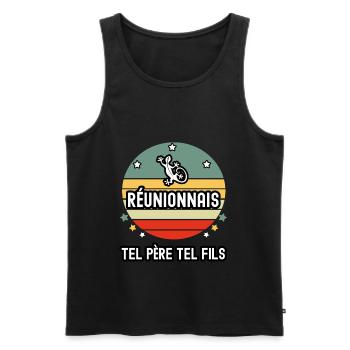 tel père tel fils papa réunionnais lezard réunion - Débardeur bio Premium Homme - noir - Devant - AI Model Male 178 light (178cm)